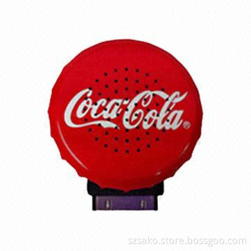 Mini Speaker in Bottle Cap Shape, Link to iPod, iPhone, Touch and 3GS